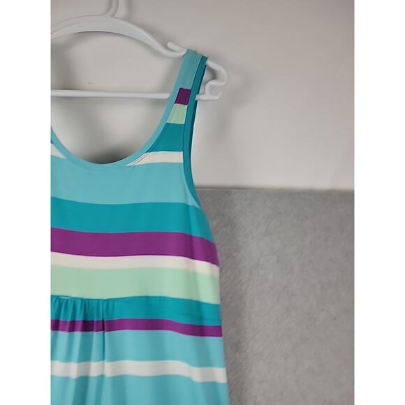 Columbia PFG Omni Wick Blue Striped Maxi Tank Dress Women's Large Stretch - Picture 4 of 11